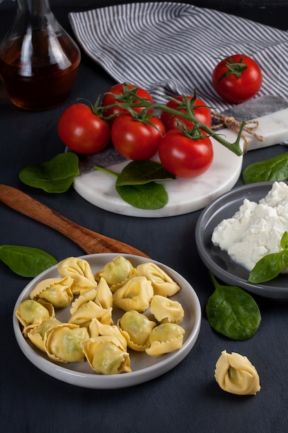 Italian pasta with spinach and ricotta