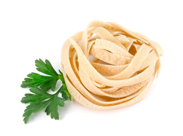 Italian paste fettuccine nest isolated on white background