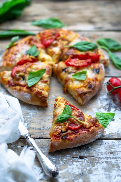 italian pizza chef making pizza pizza slice