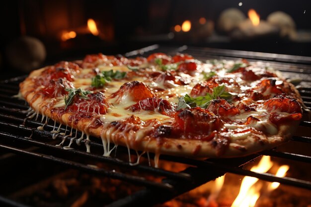 Итальянская пицца готовится в дровяной печи