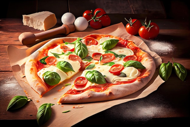 Italian pizza margherita Generative AI Generative AI