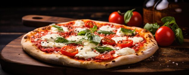 Italian pizza Margherita with buffalo mozzarella and basil Generative ai