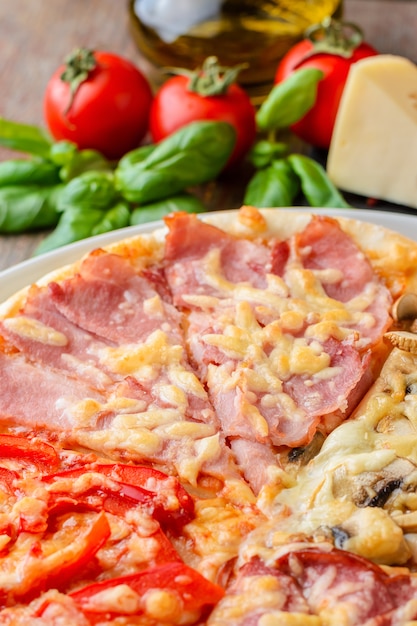 Italian pizza with ingredients 