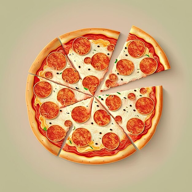 Italian Pizza with pepperoni and cheese on light background Generative AI