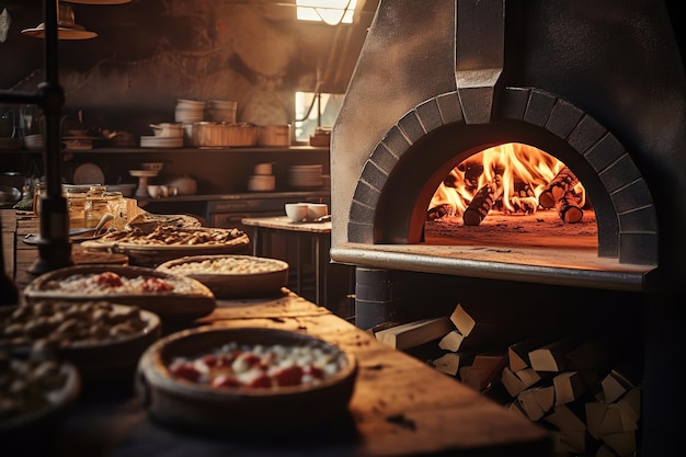 Italian Pizzeria Scene with WoodFired Oven