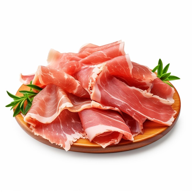 Italian prosciutto crudo or jamon with rosemary Raw ham