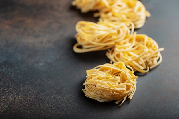 Italian raw pasta tagliatelle