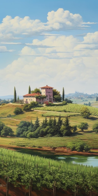 Photo italian renaissance revival a detailed painting of fattoria la braccesca