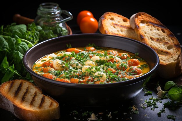 Photo italian ribollita soup with cannellini beans