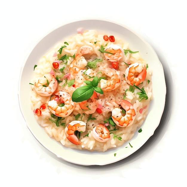 Photo italian risotto with shrimps real photo photorealis