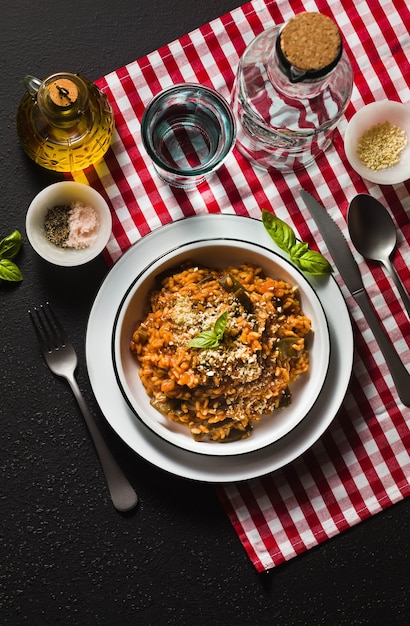 Italian risotto with tomato sauce