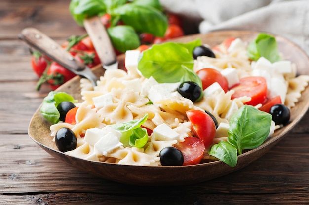 Italian Salad with cold pasta and mozzarella