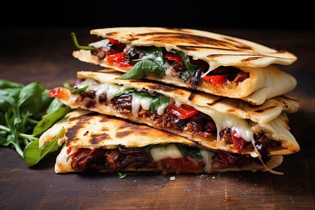 Photo italian sausage quesadillas with roasted red pepp