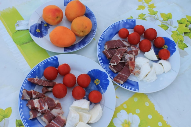 Italian specialties prosciutto mozzarella tomatoes