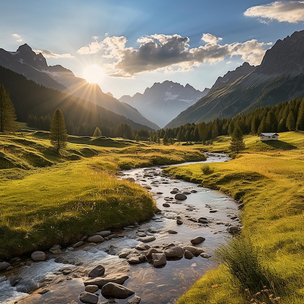 Italian Splendor Sunset in Dolomite Alps Valley