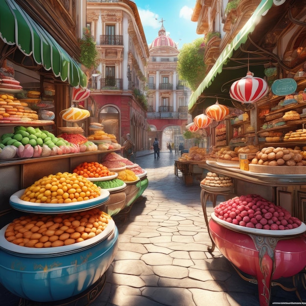 Italian sweets shop in bright and warm colors