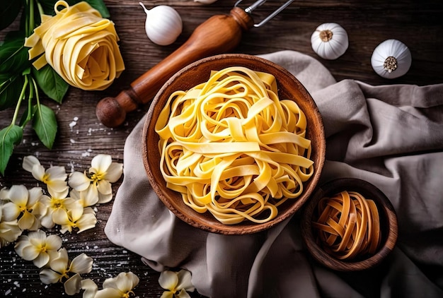 Italian tagliatelle pasta made by hand