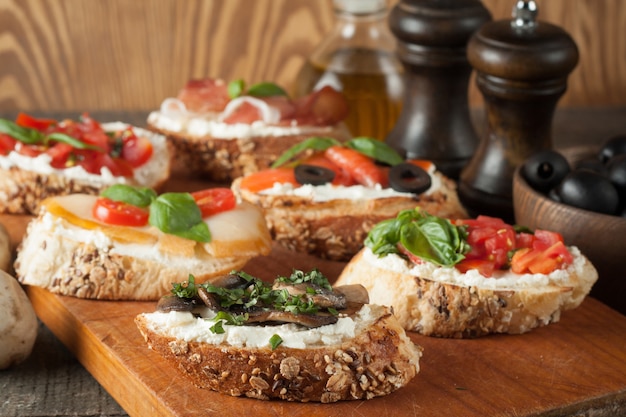 Italian tomato and cheese bruschetta