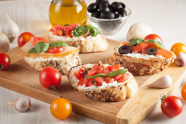 Italian tomato and cheese bruschetta