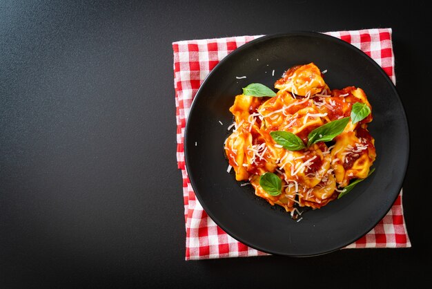 Italian tortellini pasta with tomato sauce. Italian food style