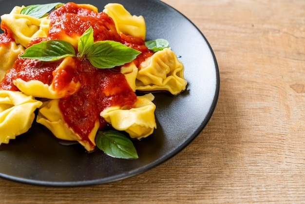 Italian tortellini pasta with tomato sauce