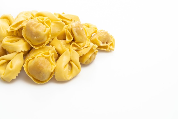 Italian traditional tortellini pasta isolated on white