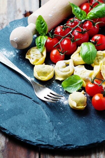 Italian traditional tortellini on the table