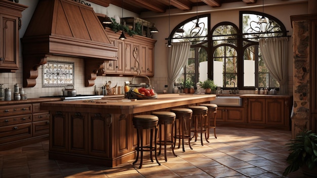 Italian villa kitchen terra cotta tiles kitchen interior design
