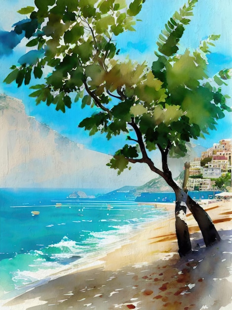 Italian Watercolor Scenery Illustration