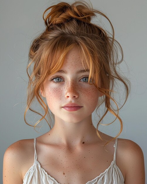 Photo an italian young girl in a flat white background