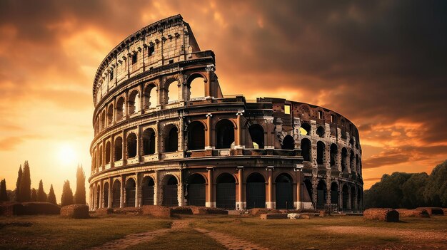 Italië Rome Het Colosseum of Colosseum bij zonsopgang