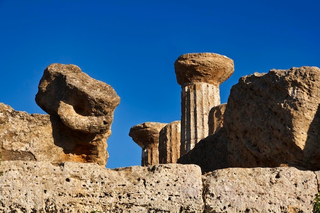 Italië Sicilië Agrigento Griekse tempels Vallei Hercules Tempelkolommen