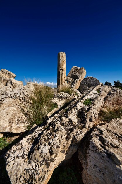 Italië, Sicilië, Selinunte, kolommen van de Griekse Hera-tempel (409 vC)