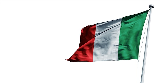 Italië wuivende 3d render vlag, op een witte achtergrond. - afbeelding