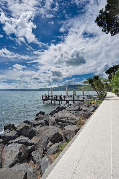 Italy, Bracciano lake, Trevignano (Rome), reastaurant by the lake