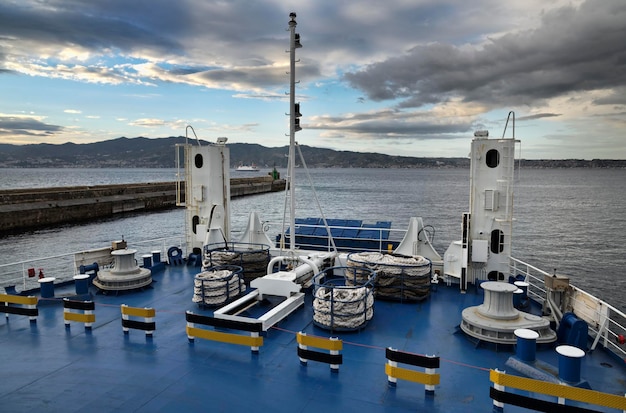 Italy Calabria Villa StGiovanni view of the Sicily Channel from a ferryboat