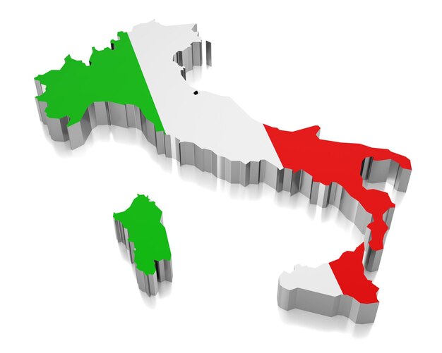 Italy country borders and flag 3D illustration