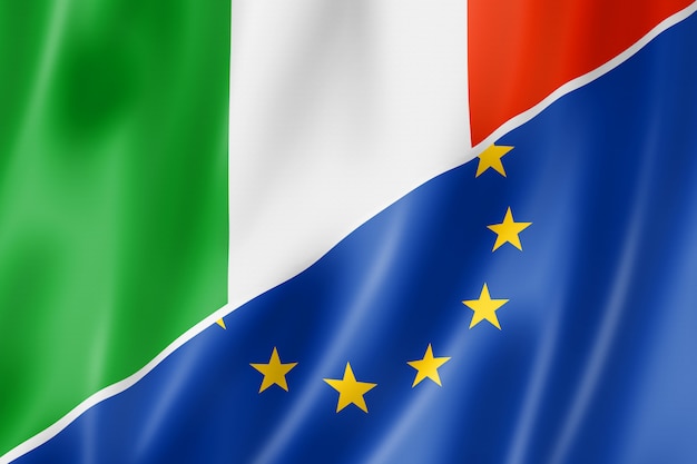 Photo italy and europe flag