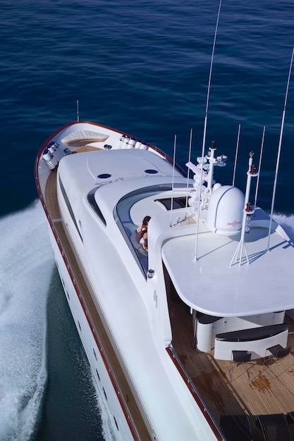 Italy, Fiumicino (Rome), 13 September 2005, people on a MAIORA luxury yacht, aerial view - EDITORIAL