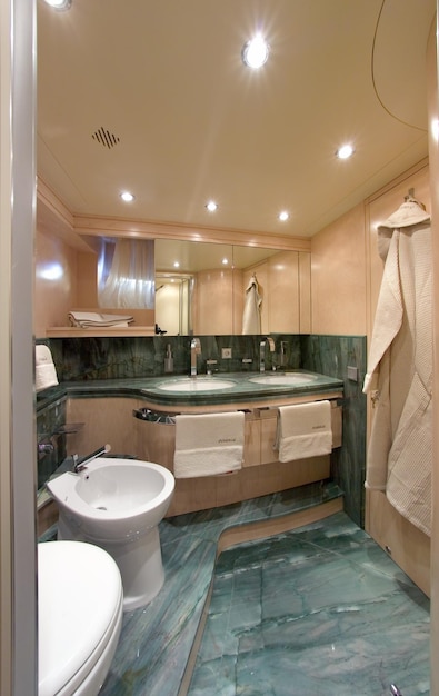 Italy, Fiumicino (Rome); 14 September 2005, MAIORA luxury yacht, guests bathroom - EDITORIAL