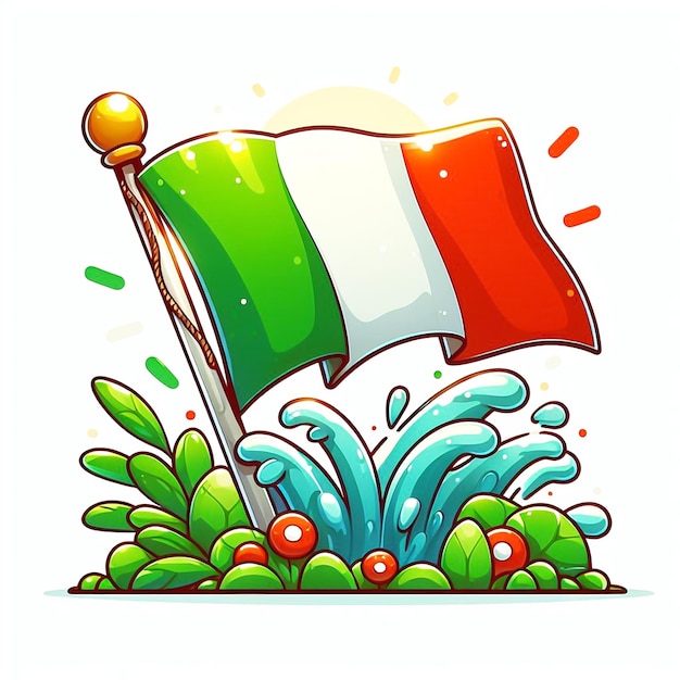 Foto disegno della bandiera italiana sventolata nel vento generato dall'ai