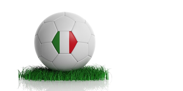 Foto bandiera italia e calcio sfondo bianco illustrazione 3d