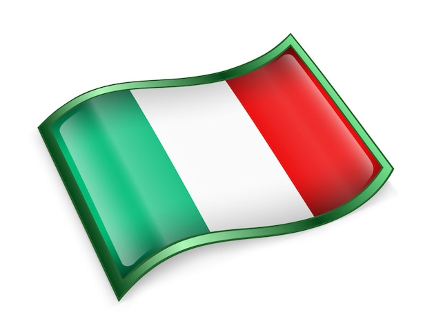 Foto iconica della bandiera italiana isolata su sfondo bianco