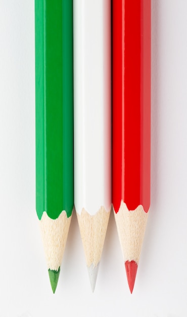 Italy flag made of colorful wooden pencils