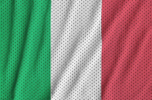 Italy flag printed on a polyester nylon sportswear mesh fabric 