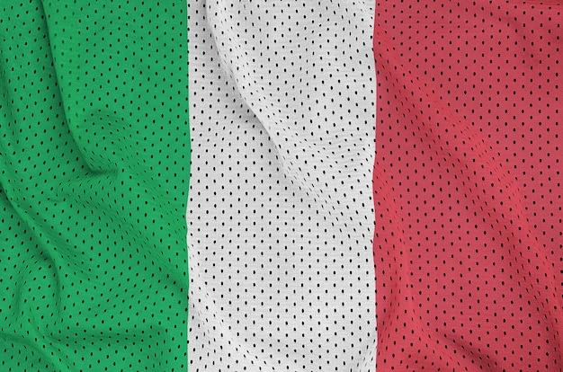 Italy flag printed on a polyester nylon sportswear mesh fabric