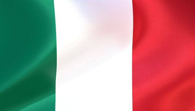 Rendering della bandiera dell'italia con texture