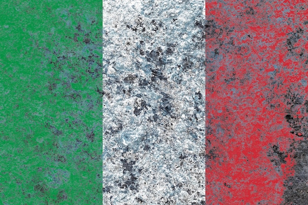 Italy flag on a rusty old iron metal sheet