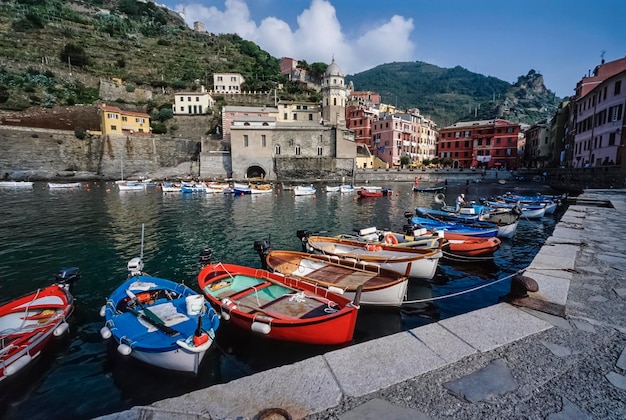 Italy, Liguria, Tyrrhenian Sea, Le Cinque Terre, Vernazza - FILM SCAN