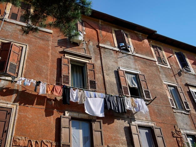 Italy Rome Garbatella old building facade